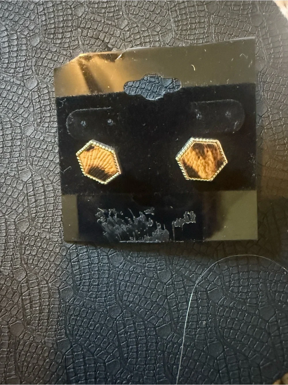 Hexagon Brown and Gold Stud Earrings - Accessories 13